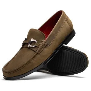Marco Di Milano Atrani in Olive Suede Loafers