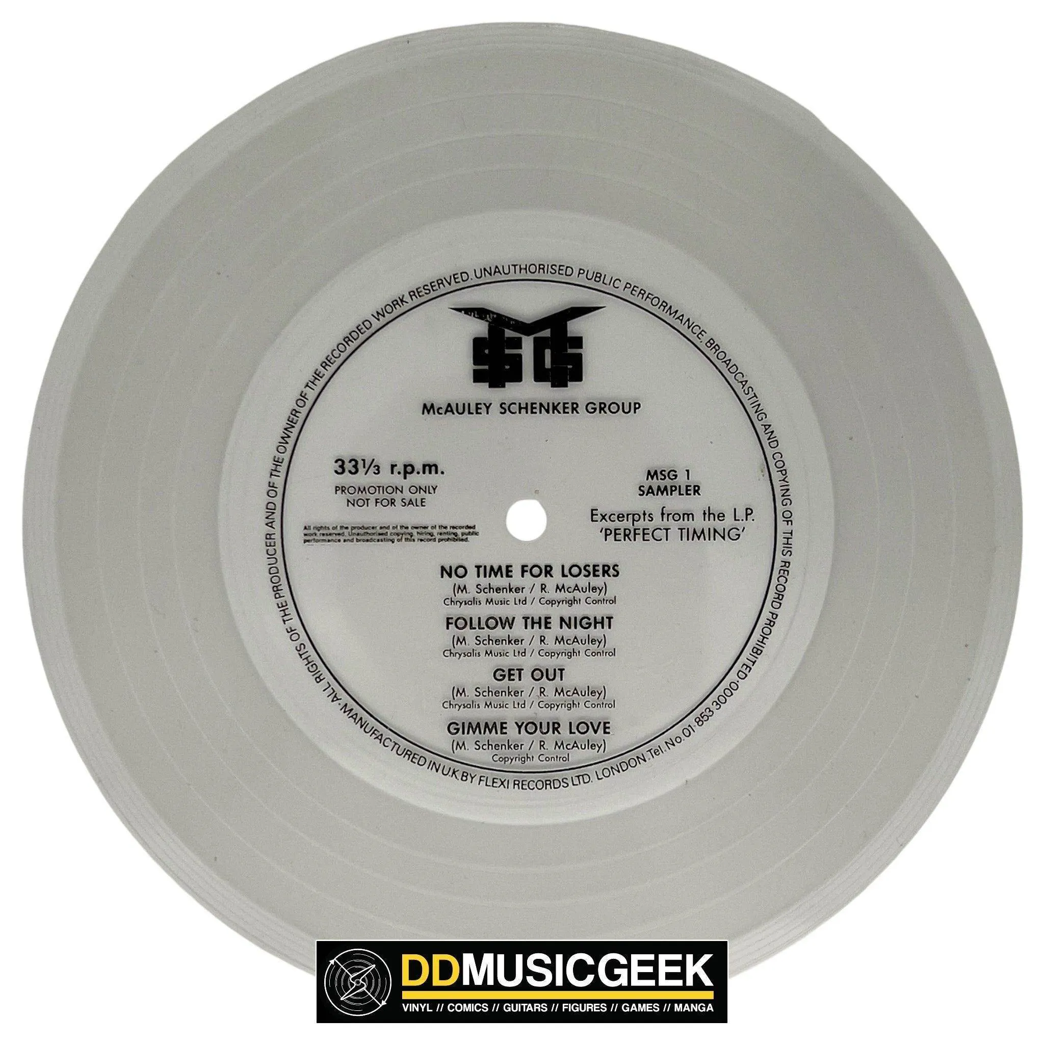 McAuley Schenker Group: Excerpts From The L.P. 'Perfect Timing' (Clear Promo Flexi Single) [Preowned Vinyl] VG/Generic