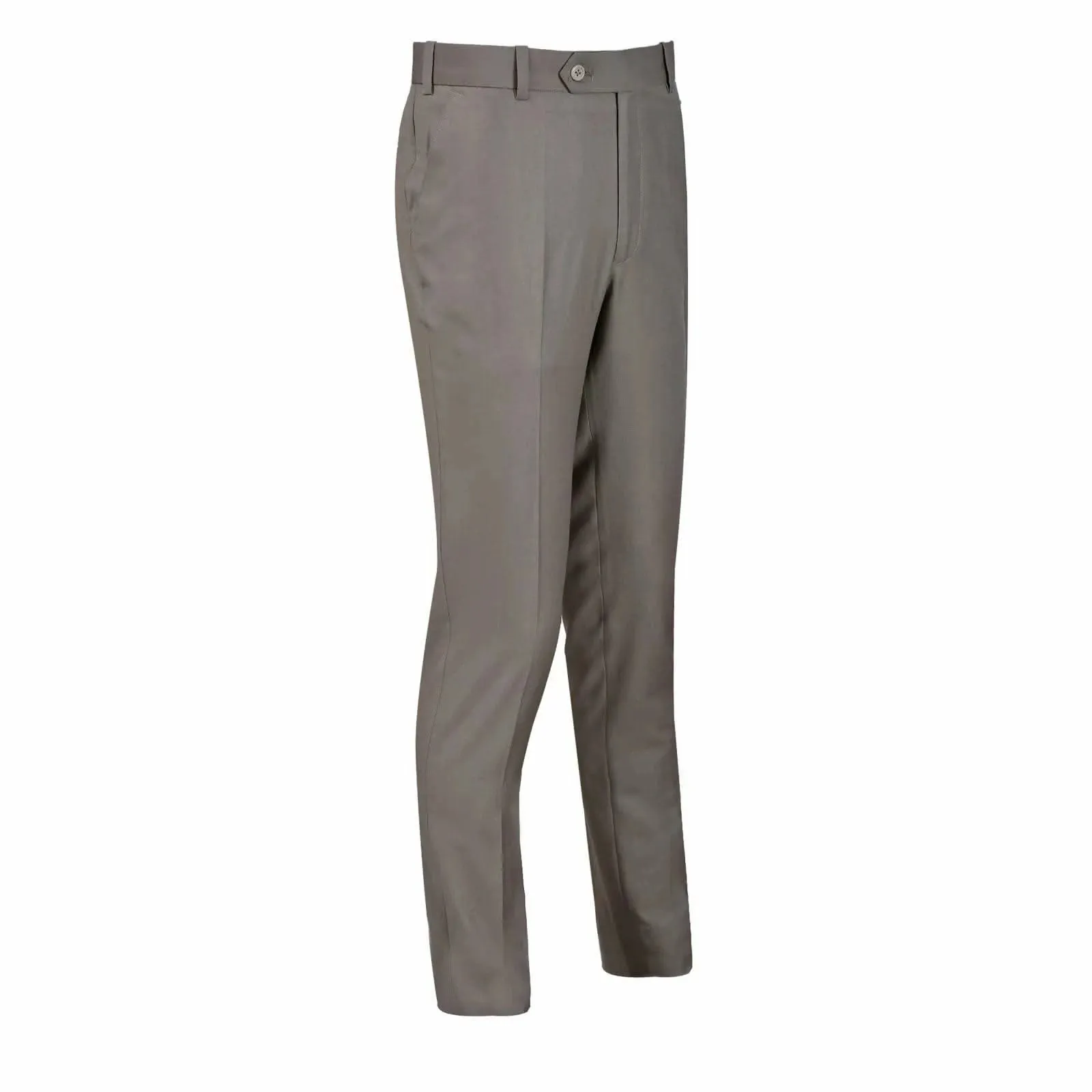 Men's Beige Plain Formal Trouser with Button Closure