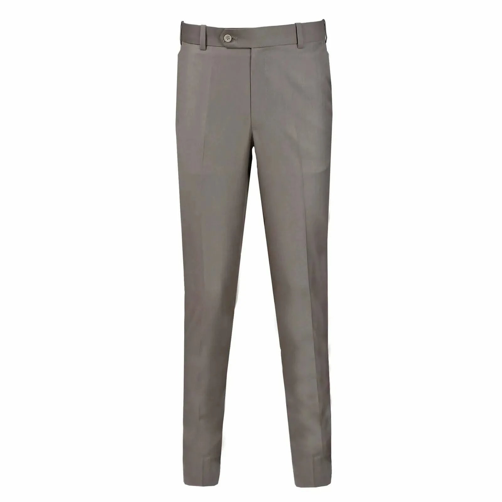Men's Beige Plain Formal Trouser with Button Closure