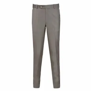 Men's Beige Plain Formal Trouser with Button Closure
