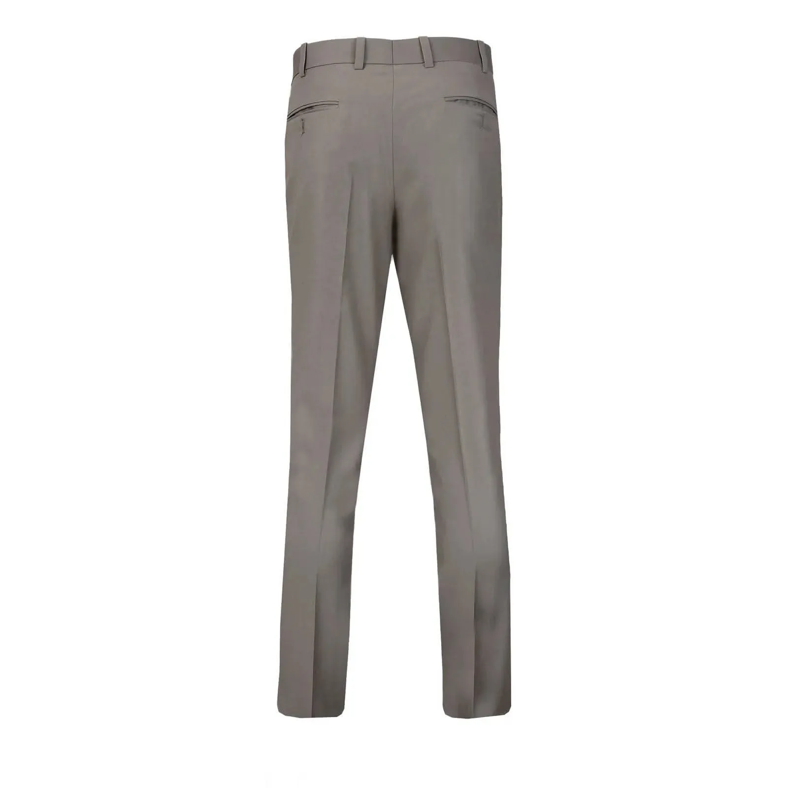 Men's Beige Plain Formal Trouser with Button Closure