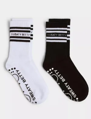 Mid Length Ankle Gripper Socks 2 pack - White