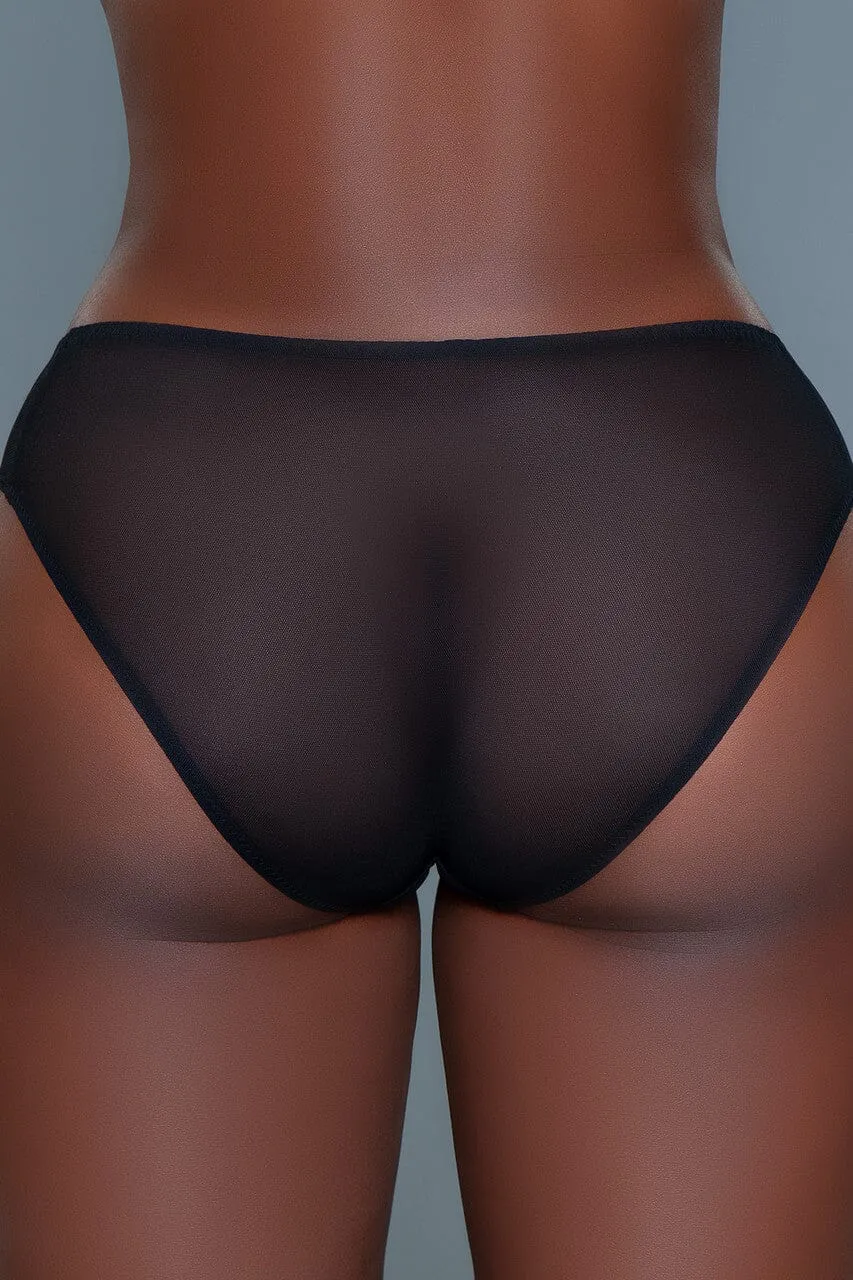 Mid-Rise Embroidered Mesh Panty
