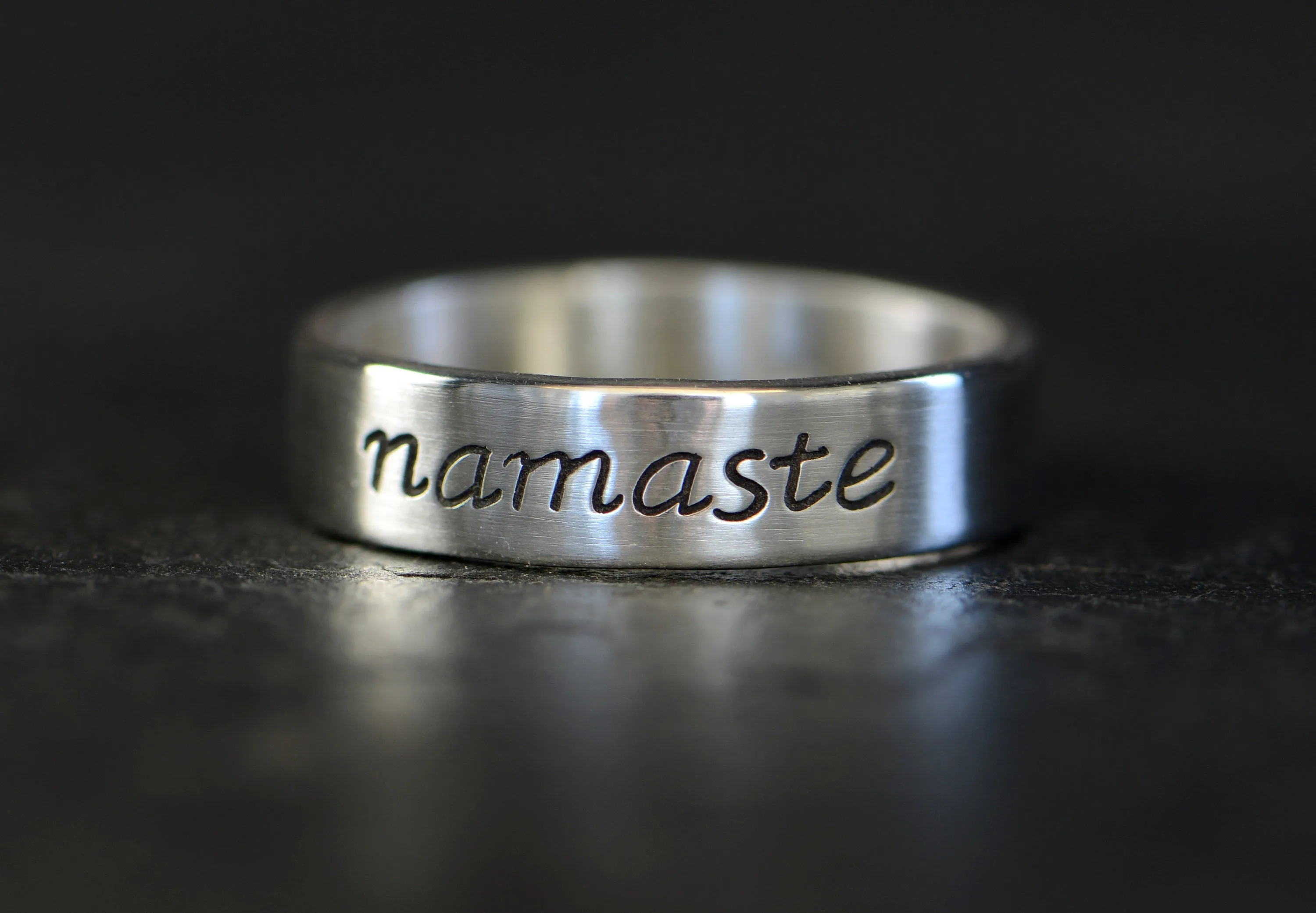 Namaste Sterling Silver Ring - Yoga Inspired