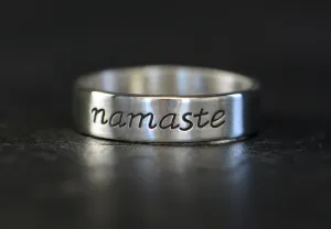 Namaste Sterling Silver Ring - Yoga Inspired