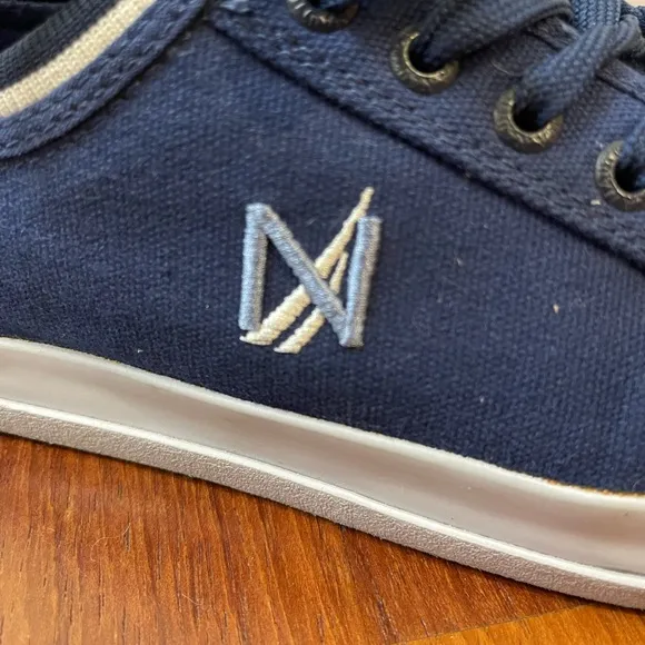 NAUTICA sneakers canvas navy blue mens 8 shoes low boys lace-up boat shoe loafer