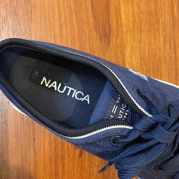 NAUTICA sneakers canvas navy blue mens 8 shoes low boys lace-up boat shoe loafer