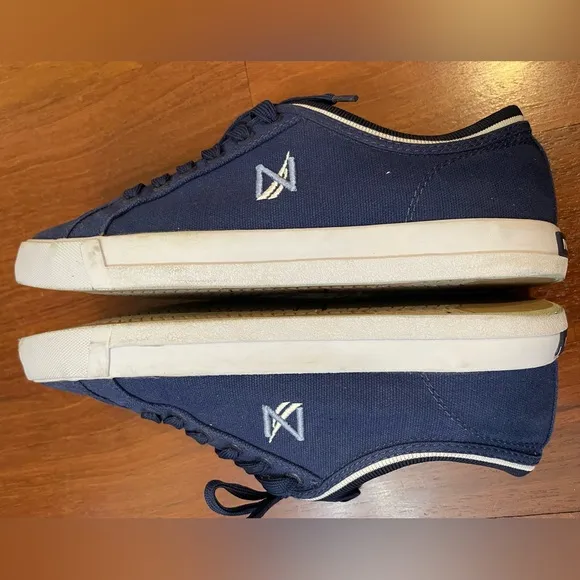 NAUTICA sneakers canvas navy blue mens 8 shoes low boys lace-up boat shoe loafer