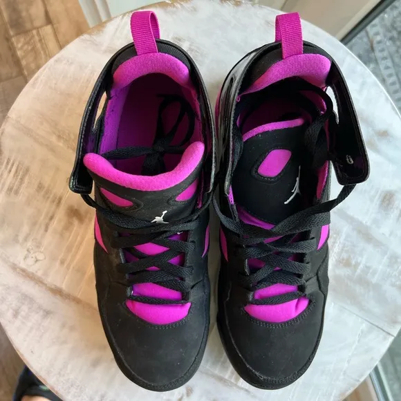 Nike Air Jordan Flight Club 91 Black Fuchsia Blast Size 6.5y 8w Basketball Shoes