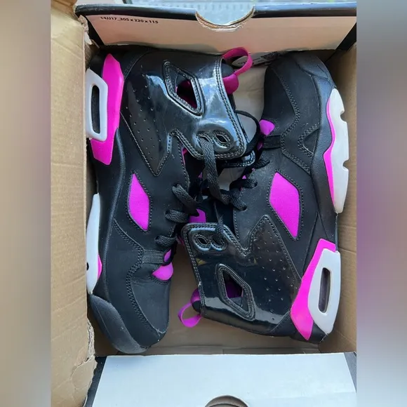 Nike Air Jordan Flight Club 91 Black Fuchsia Blast Size 6.5y 8w Basketball Shoes