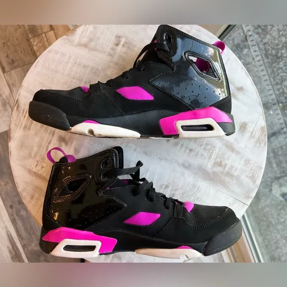 Nike Air Jordan Flight Club 91 Black Fuchsia Blast Size 6.5y 8w Basketball Shoes