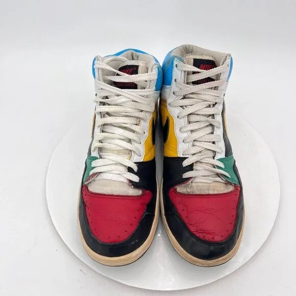 Nike Court Force High Men Size 9.5 311206-071 Infrared White Yellow Green Shoes