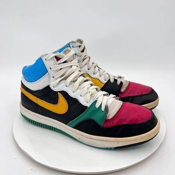Nike Court Force High Men Size 9.5 311206-071 Infrared White Yellow Green Shoes