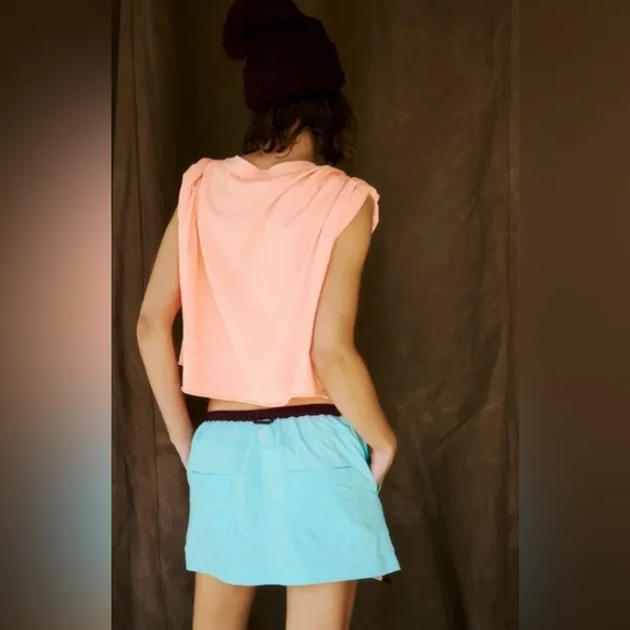 NWT Free People FP Movement Levels Hike Skort Size XS Tan/Blue/Purple