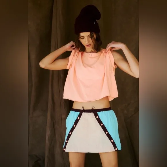 NWT Free People FP Movement Levels Hike Skort Size XS Tan/Blue/Purple