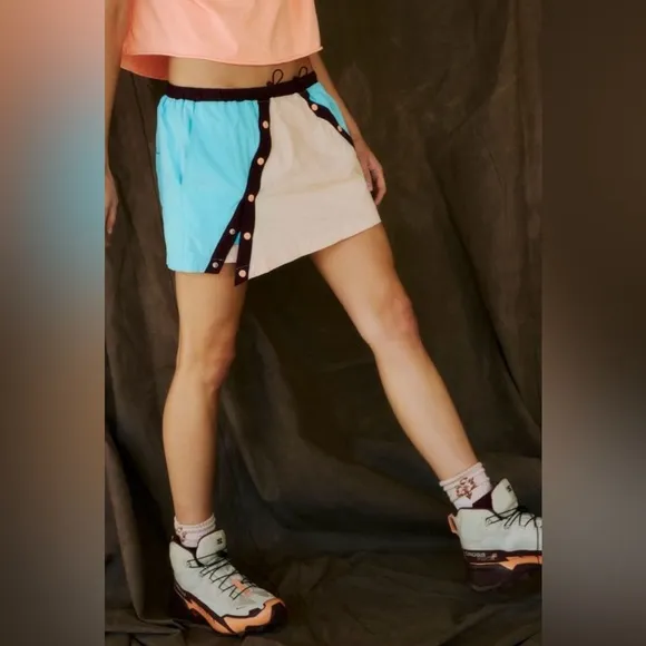 NWT Free People FP Movement Levels Hike Skort Size XS Tan/Blue/Purple