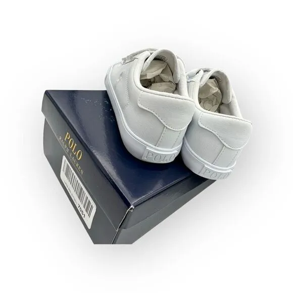 NWT Polo Ralph Lauren Kids Triple Eastern EZ Sneaker Shoes White Size 1.5M