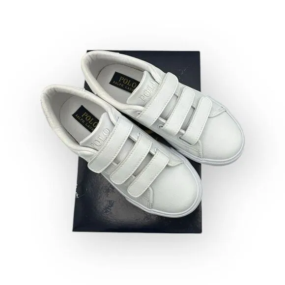 NWT Polo Ralph Lauren Kids Triple Eastern EZ Sneaker Shoes White Size 1.5M