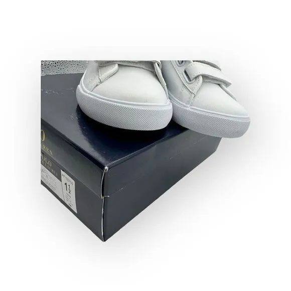 NWT Polo Ralph Lauren Kids Triple Eastern EZ Sneaker Shoes White Size 1.5M