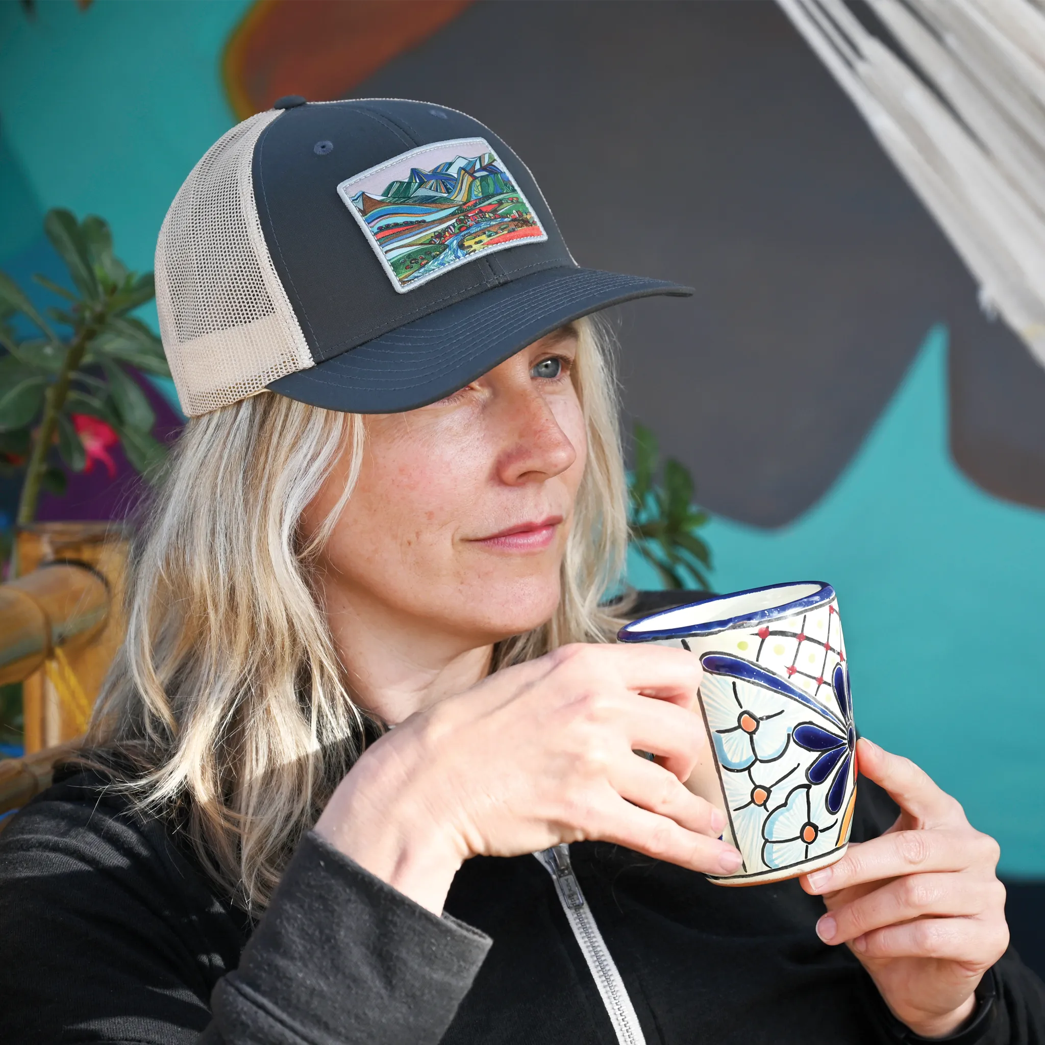 Oh Be Joyful Mountain Baseball Hat | Grey | Oat  | 100% Recycled Mesh