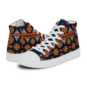 Origen Destination |On-Arrival Point of Origen African Symbol-inspired Women’s high top canvas shoes