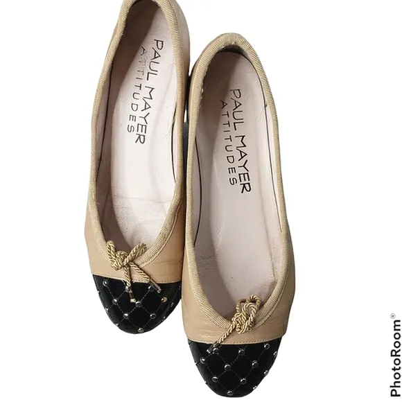 Paul Mayer Attitudes Iconic Ballet Flat Quilted Studs Bow Balletcore Coquette 7