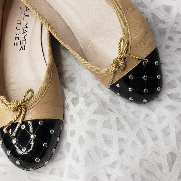 Paul Mayer Attitudes Iconic Ballet Flat Quilted Studs Bow Balletcore Coquette 7