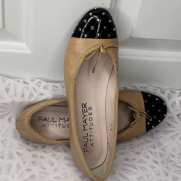 Paul Mayer Attitudes Iconic Ballet Flat Quilted Studs Bow Balletcore Coquette 7