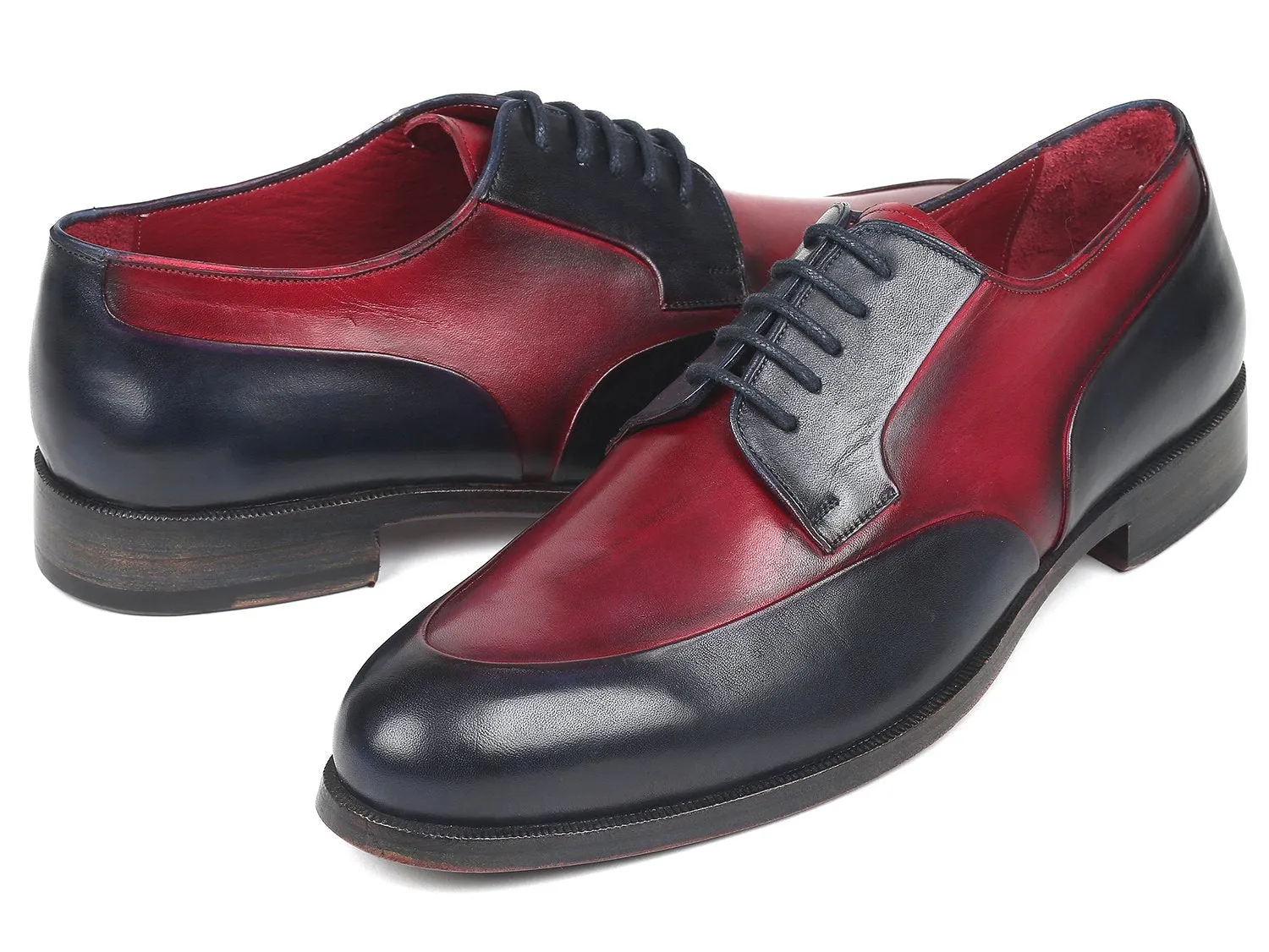 Paul Parkman Men's Derby Shoes in Bordeaux & Navy