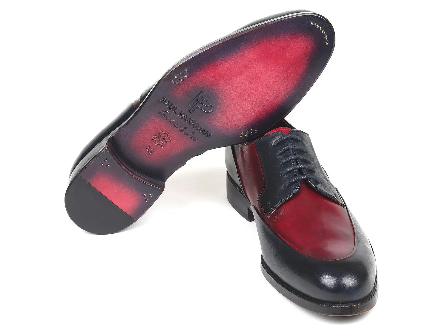 Paul Parkman Men's Derby Shoes in Bordeaux & Navy