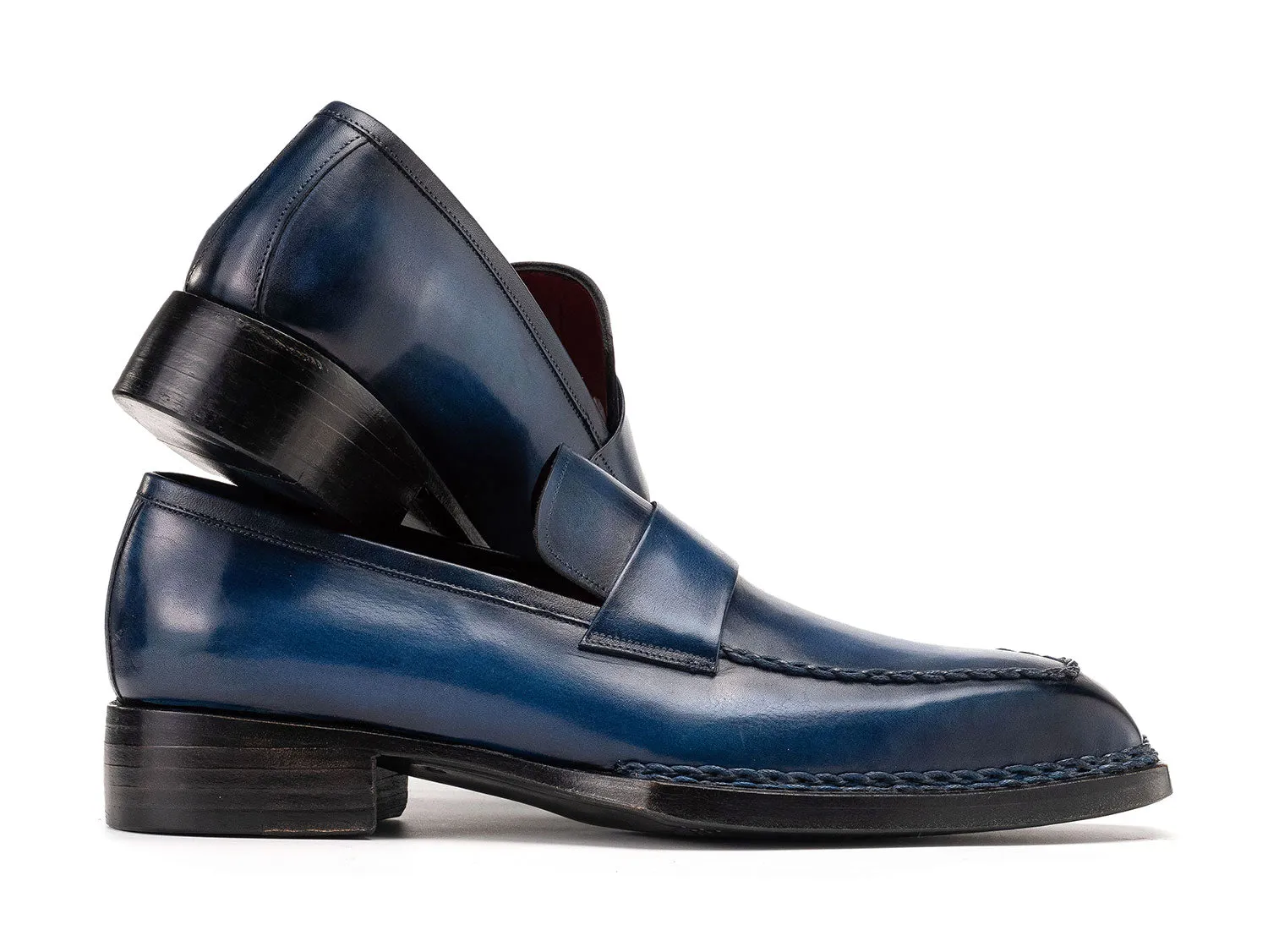 Paul Parkman Men's Norwegian Welted Loafers in Blue Patina