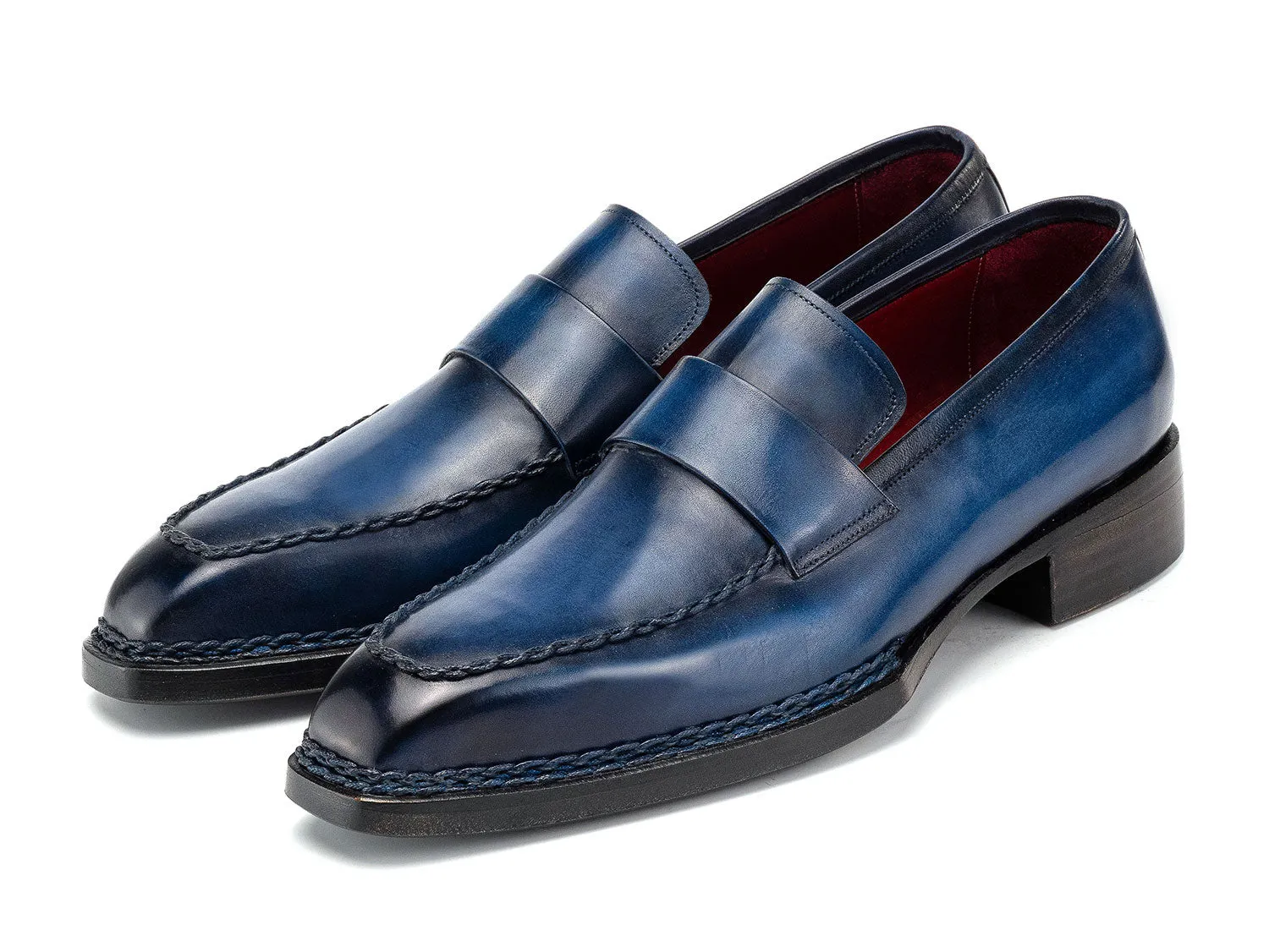 Paul Parkman Men's Norwegian Welted Loafers in Blue Patina