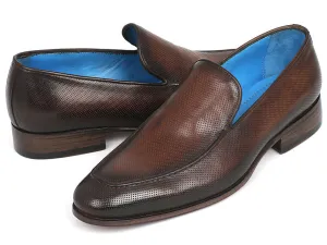 Paul Parkman Men's Perforated Leather Loafers in Brown
