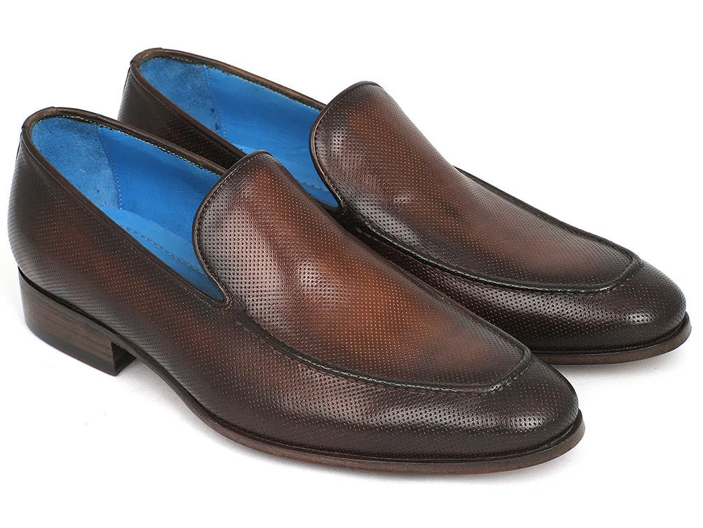Paul Parkman Men's Perforated Leather Loafers in Brown