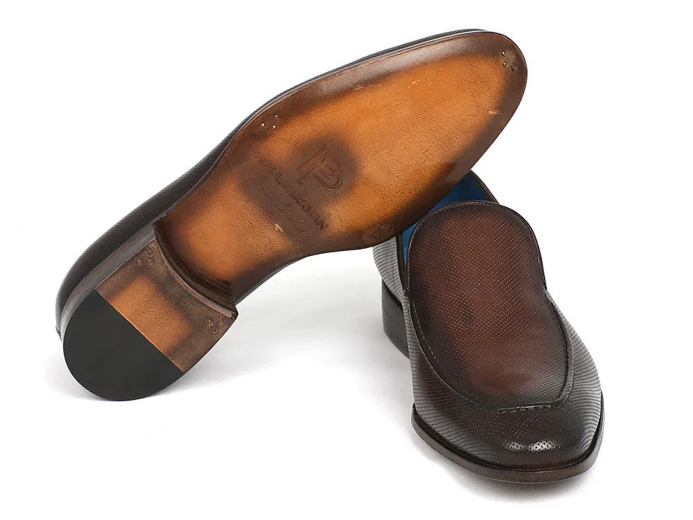 Paul Parkman Men's Perforated Leather Loafers in Brown