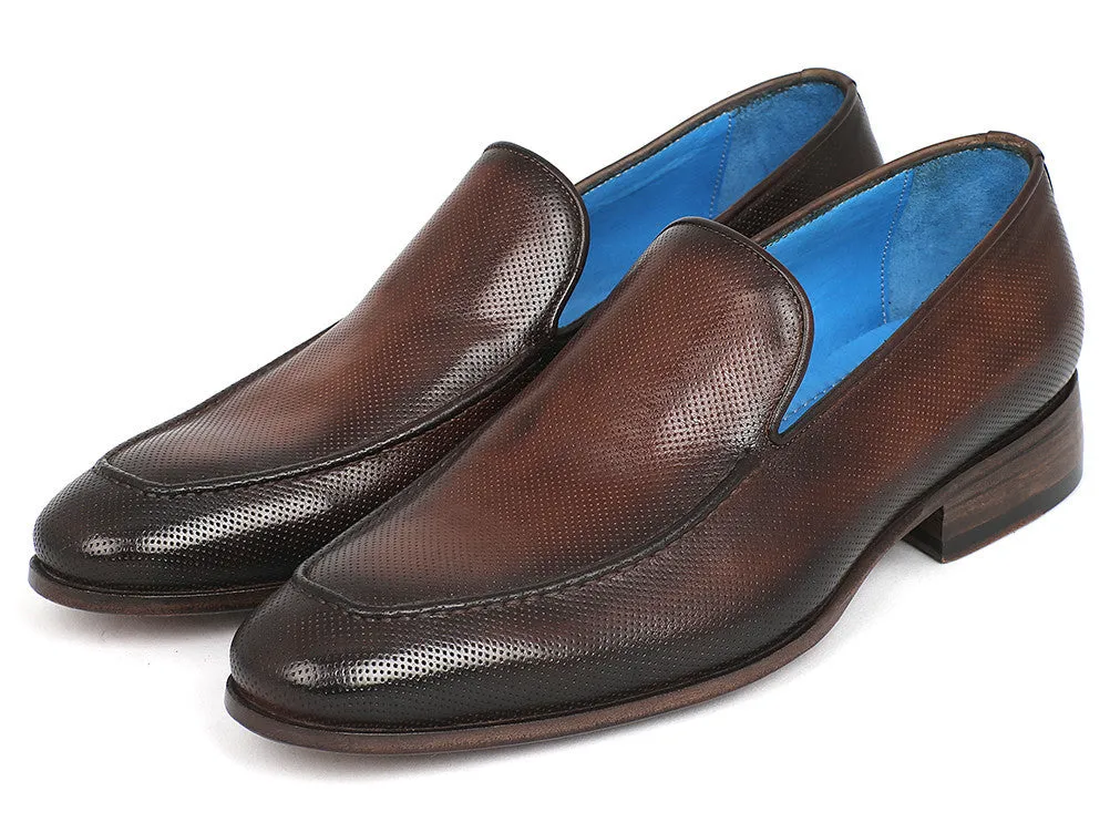 Paul Parkman Men's Perforated Leather Loafers in Brown