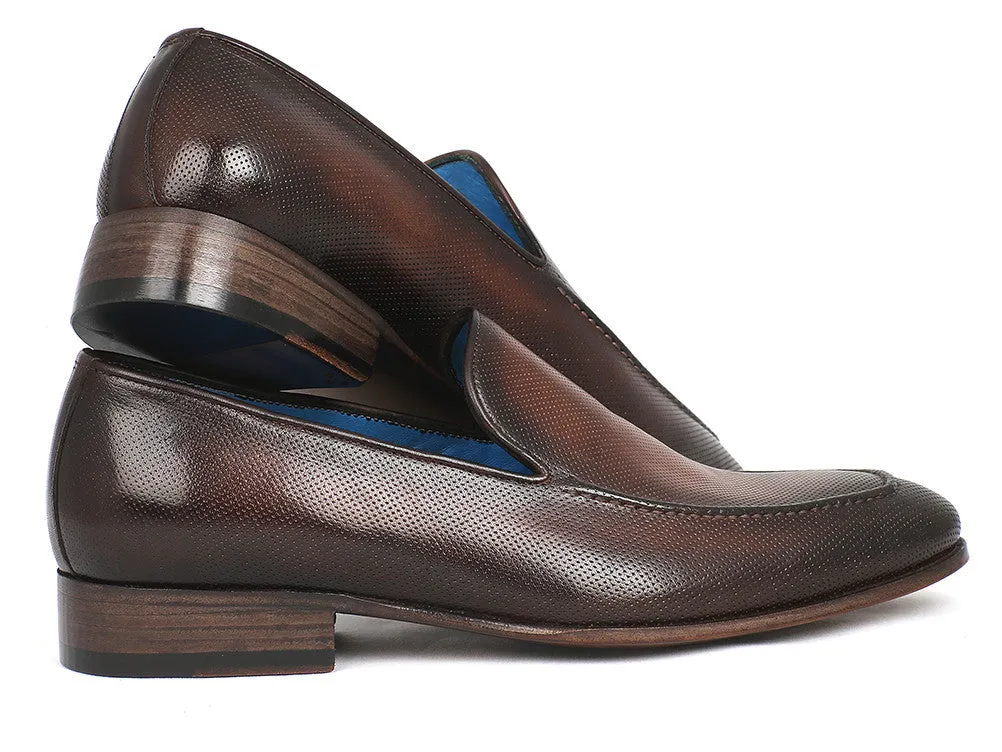 Paul Parkman Men's Perforated Leather Loafers in Brown