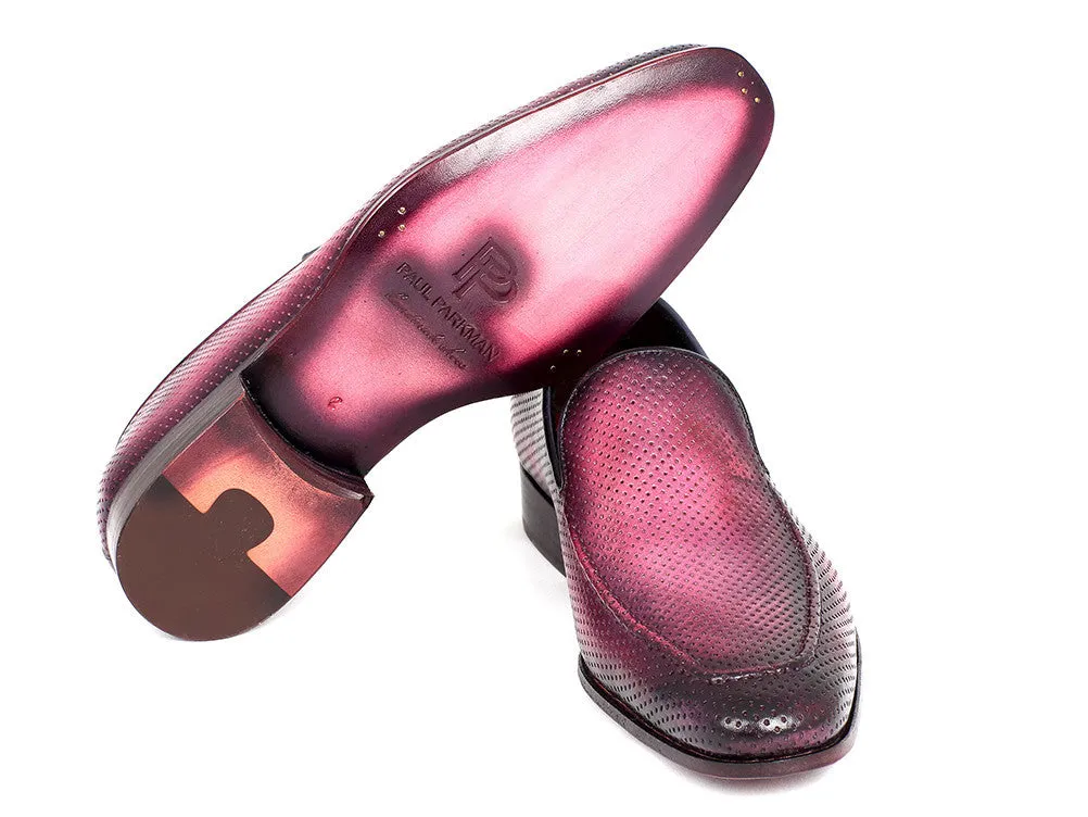 Paul Parkman Men's Perforated Leather Loafers in Purple