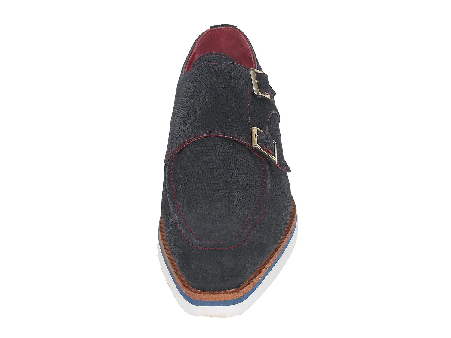 Paul Parkman Men's Smart Casual Monkstrap Suede Shoes in Navy