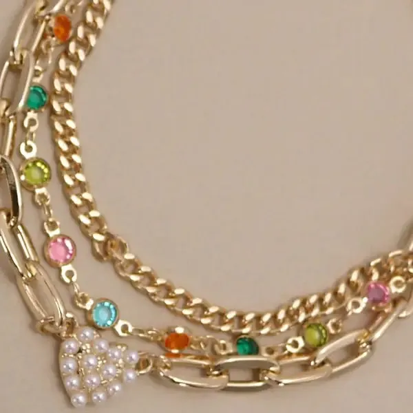 Pearl Heart Multi Layer Bracelet