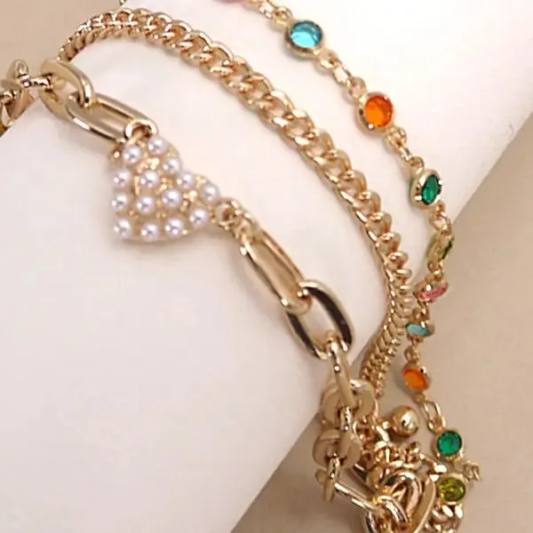Pearl Heart Multi Layer Bracelet