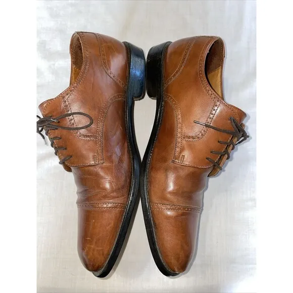 Pitti Shoes Firenze Italy Captoe Dress Shoes Mens Sz 9.5 M Brown Leather Oxfords