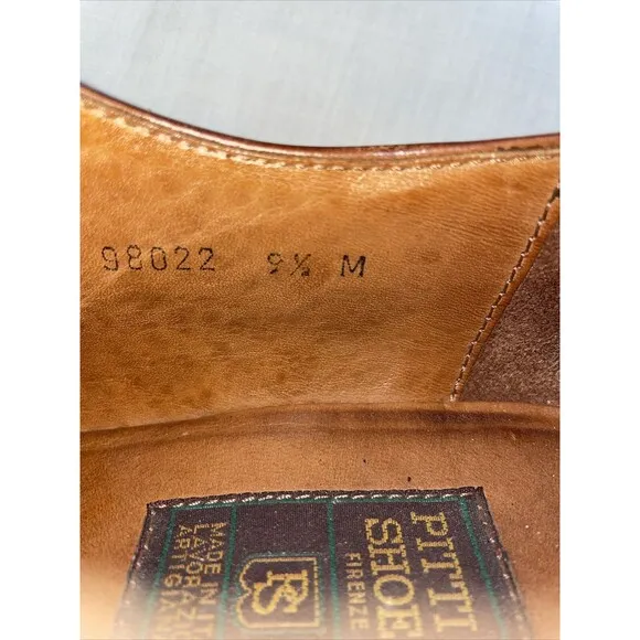 Pitti Shoes Firenze Italy Captoe Dress Shoes Mens Sz 9.5 M Brown Leather Oxfords