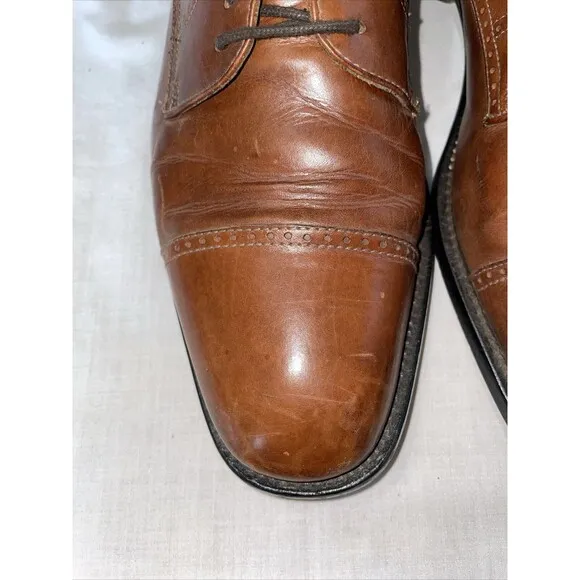 Pitti Shoes Firenze Italy Captoe Dress Shoes Mens Sz 9.5 M Brown Leather Oxfords