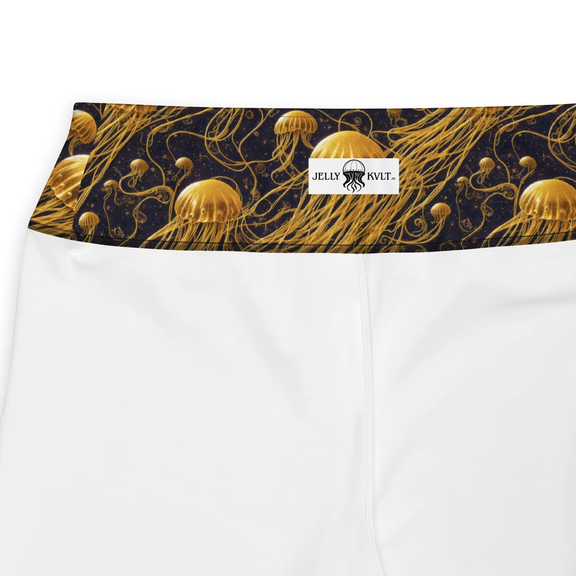 Plus Size Leggings - Black and Gold Jellyfishes