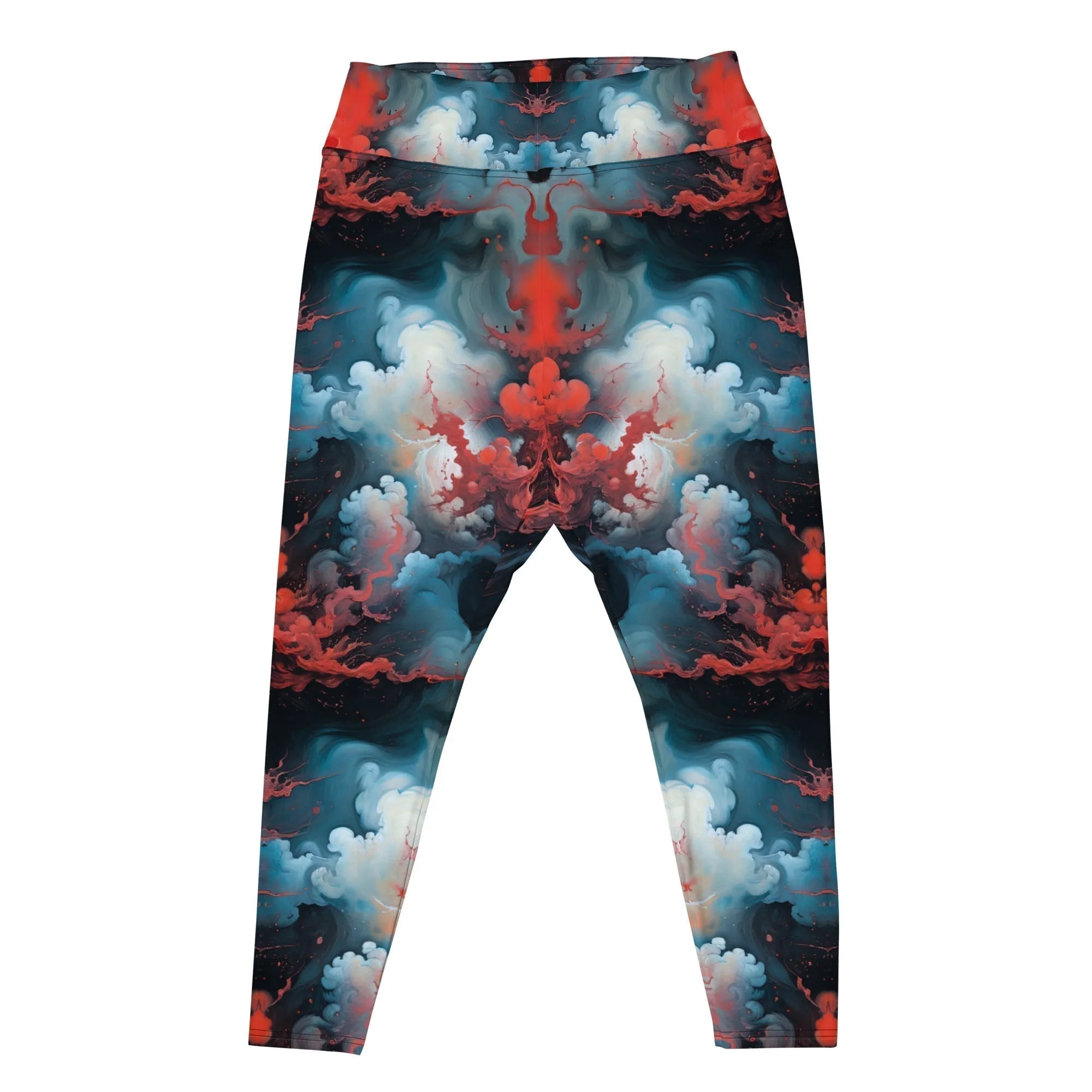 Plus Size Leggings - Ethereal Crimson Flow - Light