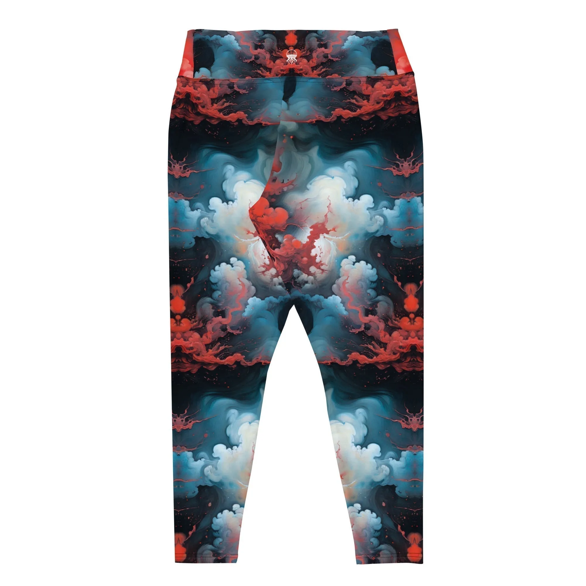 Plus Size Leggings - Ethereal Crimson Flow - Light