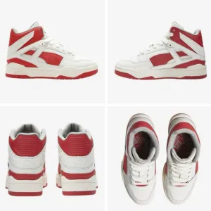 PUMA Slipstream Leather Sneaker Hi Top White Red Size 4 Kids NEW