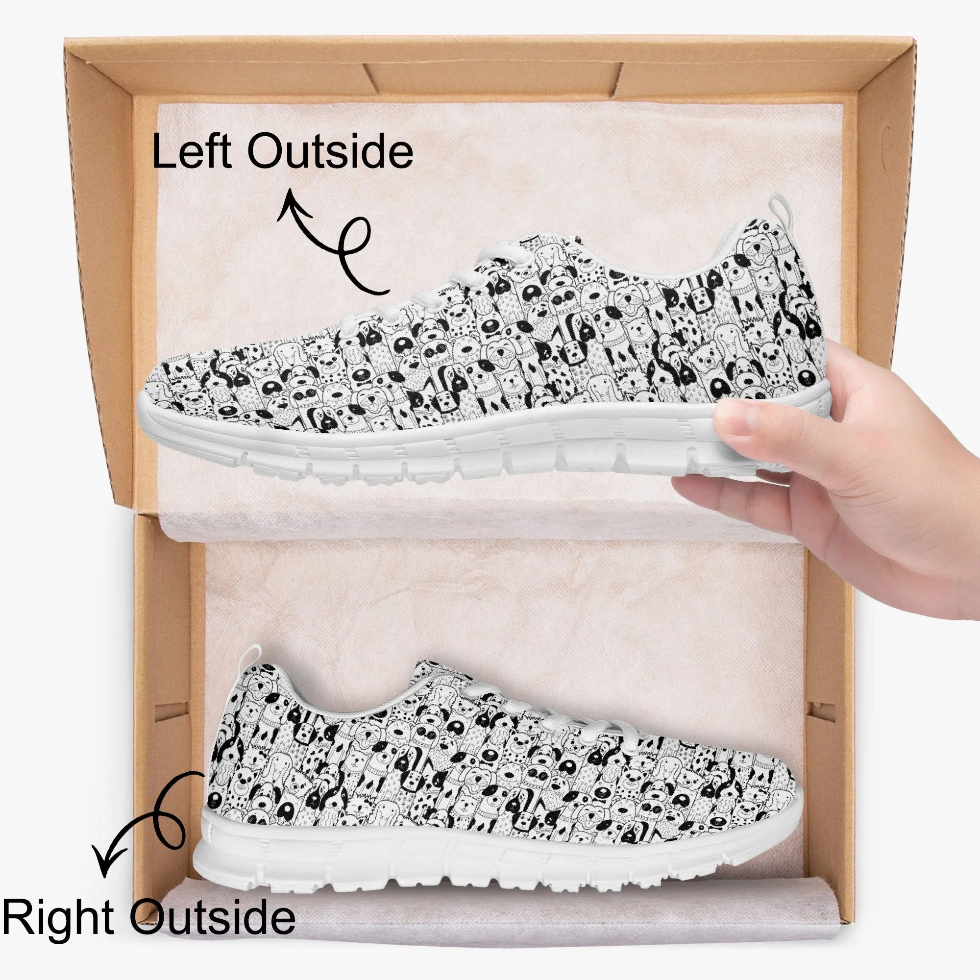 Puppy Dogs Printed Sneakers for Men Women, Running Shoes For Dog Lovers